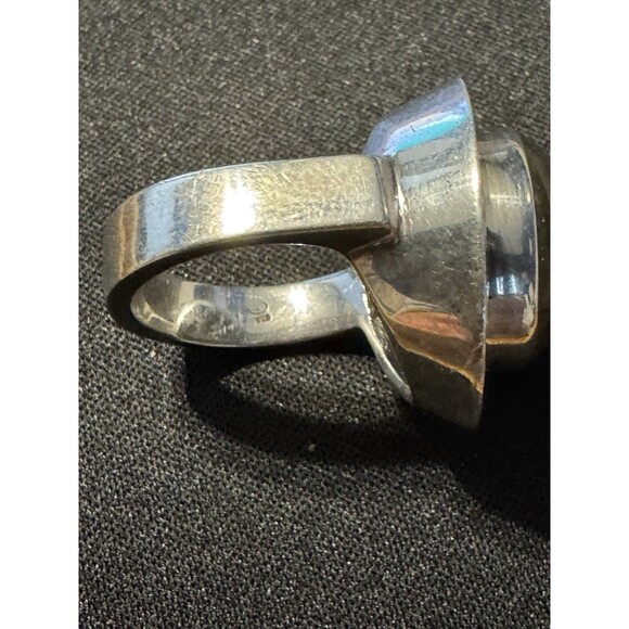 925 Signed Labradorite Brilliant Flash Ring Size 8.5 15 Grams - Picture 5 of 5